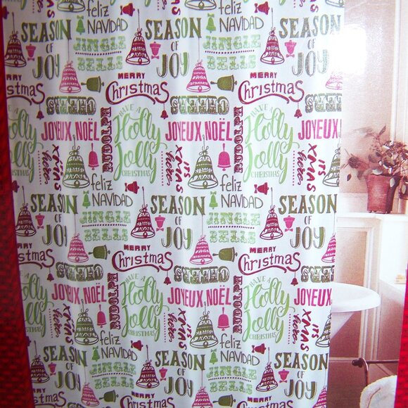 Holly & Jolly Home & Bath NWT Shower Curtain Set - Picture 3 of 4